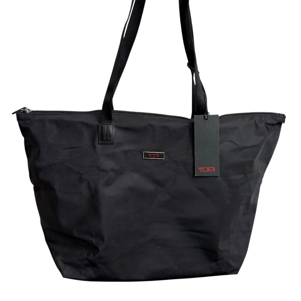TUMI black nylon just in case shooter tote bag nwt